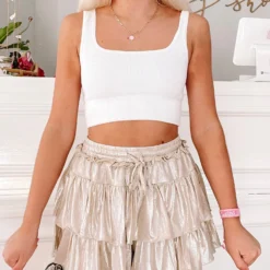 Flirtatious Shimmer Skirt | Gold