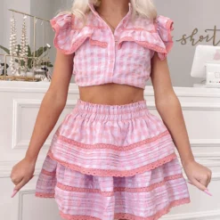 Dream Chaser Skirt | Pink Gingham