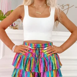 Flirtatious Shimmer Skirt | Black Rainbow