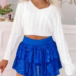 Flirtatious Sequin Skirt | Royal Blue -Cheap Modaexis Store IMG 2986