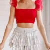 Phoebe Tulle Top | Red