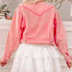 Rhinestone Rodeo Pink Denim Jacket -Cheap Modaexis Store IMG 6585