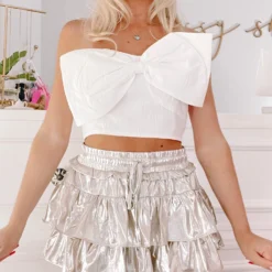 Flirtatious Foil Skirt | Gold