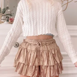 Flirtatious Shimmer Skirt | Golden Lilac