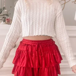 Flirtatious Shimmer Skirt | Red