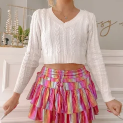 Flirtatious Shimmer Skirt | Pink Rainbow