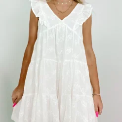Eyelet Island Dress | White