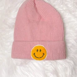 Light Pink Smiley Beanie