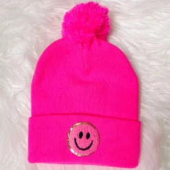 Smiley Pom Beanie