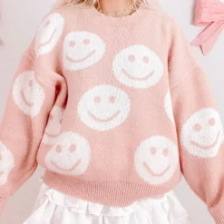Miles Of Smiles Sweater | Light Pink