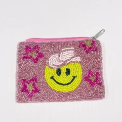 Smiley Cowgirl Beaded Pouch