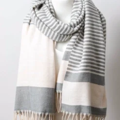 Soft Charcoal Stripe Scarf