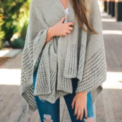 Good Vibes Poncho | Oatmeal