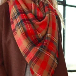 Plaid Poppy Scarf
